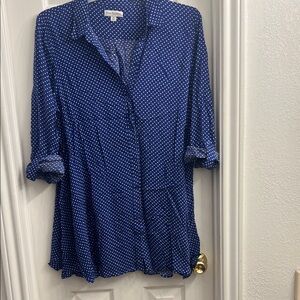 Kim Rogers Blue Polka Dot Button Down Shirt